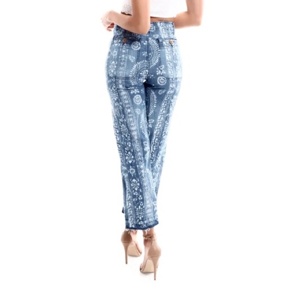 FREE PEOPLE Island Vibes Print Linen Trousers - Picture 2 of 10